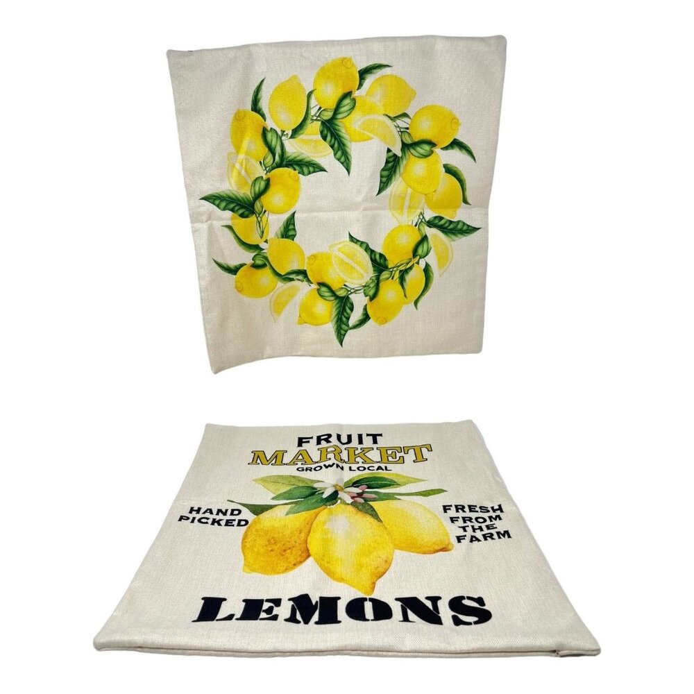Fruit Market Lemon Decorative Pillow Covers Fresh Hand Picked Lemons 18x18